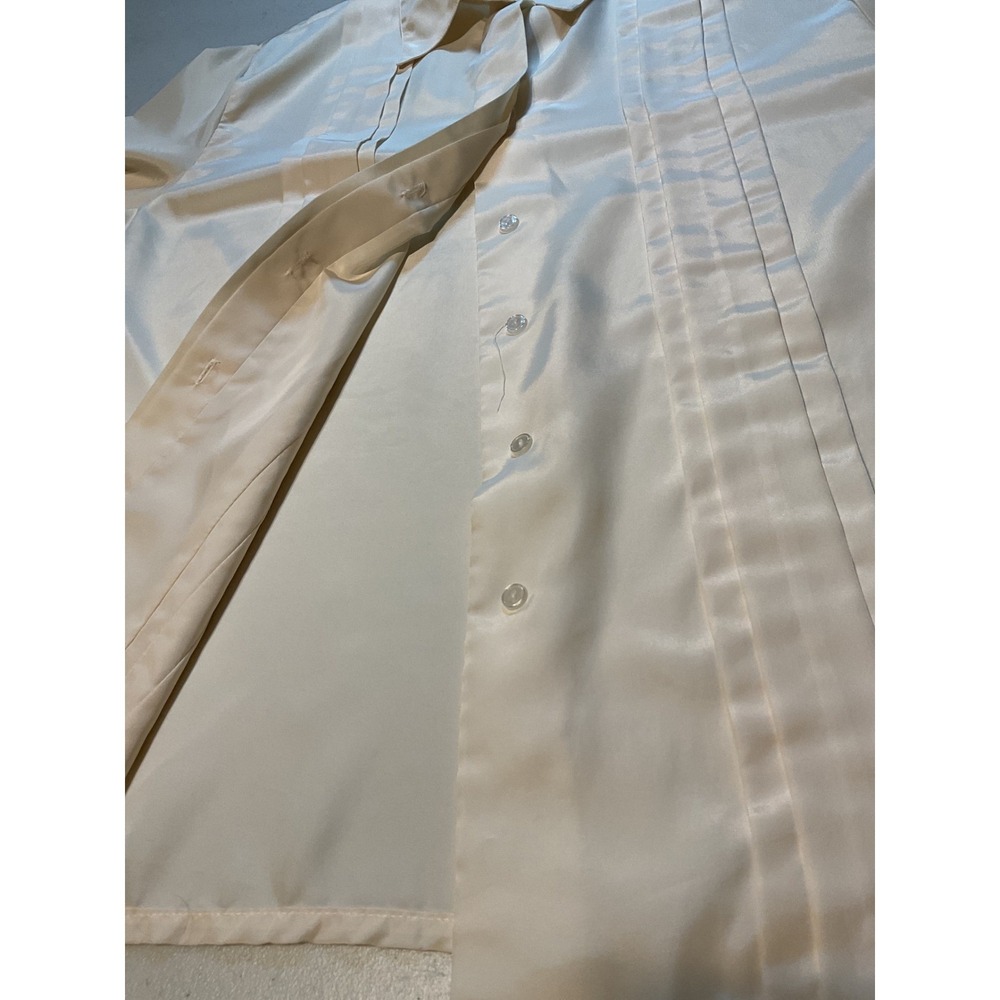 Laura‎ Scott ivory cream formal blouse long sleeve pleated button shirt Size 10 - Picture 8 of 8